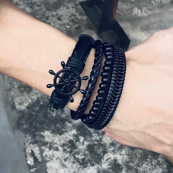 4pcs Braided wrap Leather band / bracelet - Picture 4 of 7